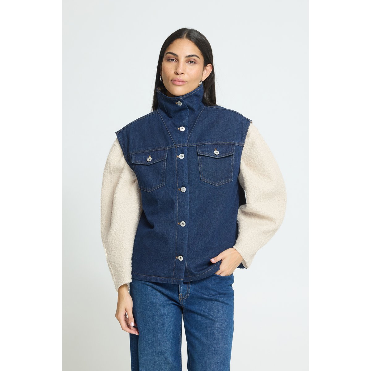 Veste en jean bleu denim authentic blue, ICHI