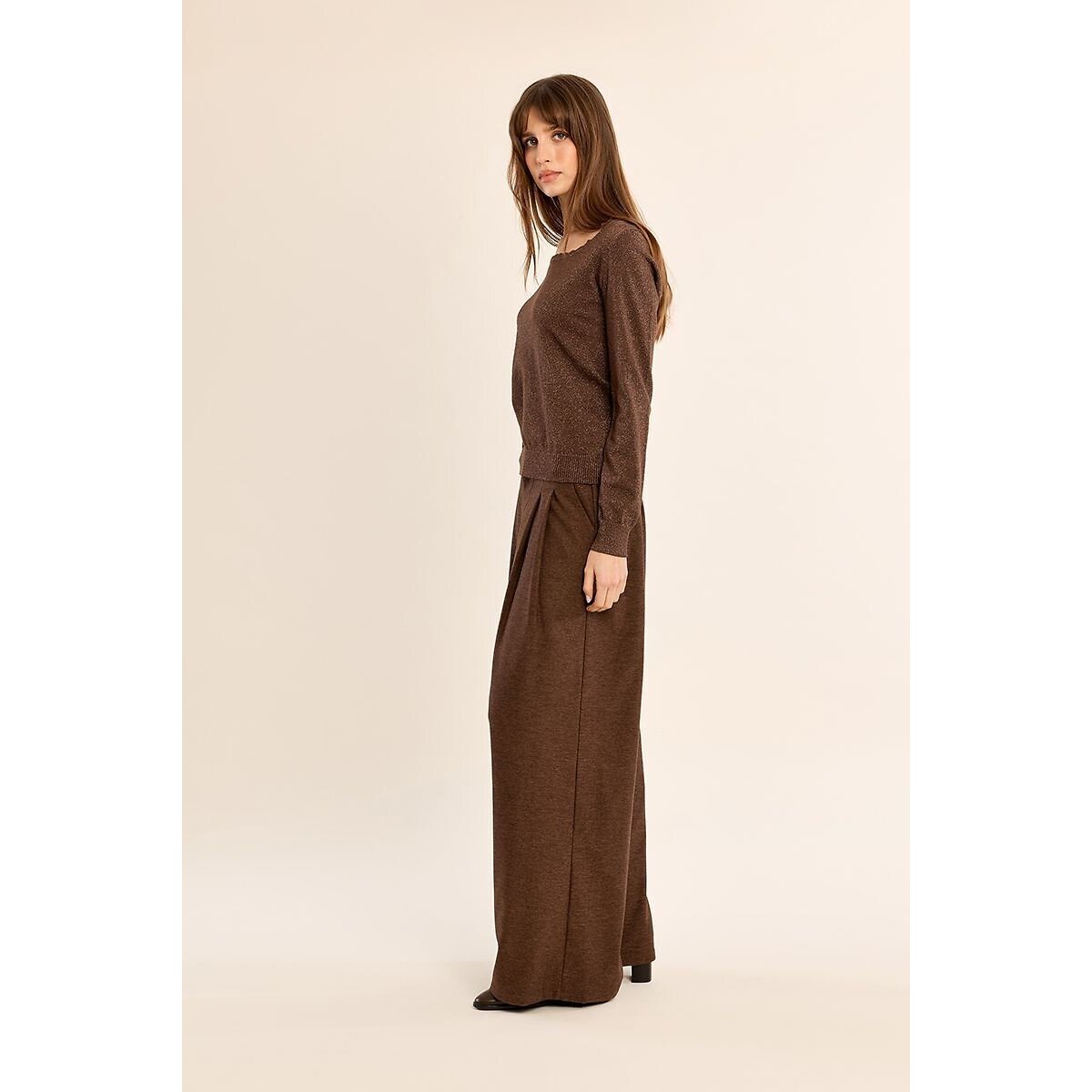 Pull col rond marron chocolat, MOLLY BRACKEN