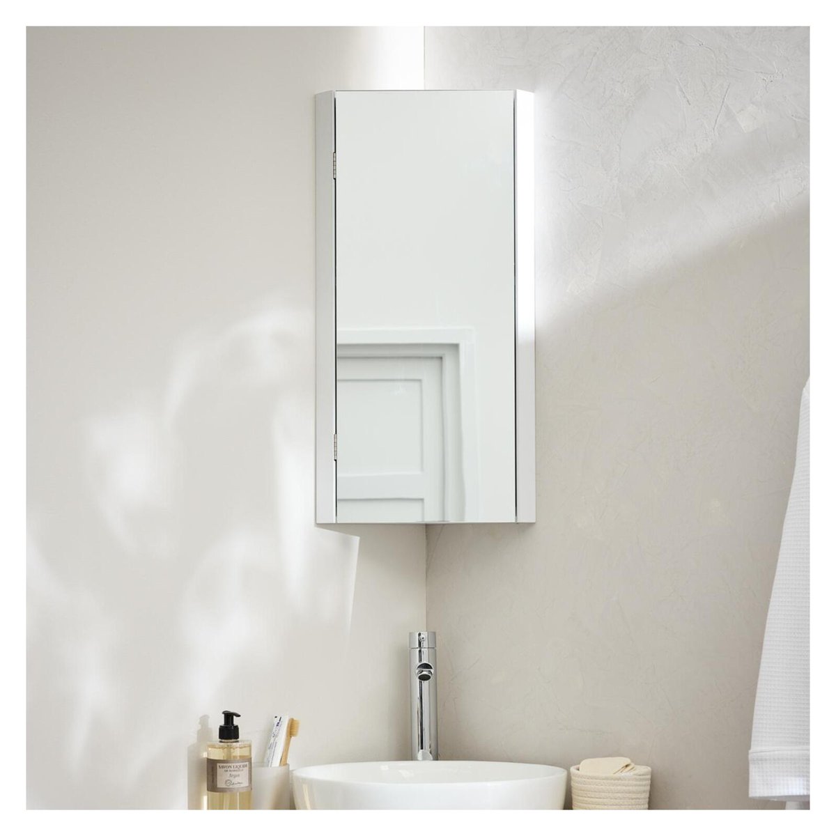 Armoire de toilette d'angle CLEO blanc, MOB IN