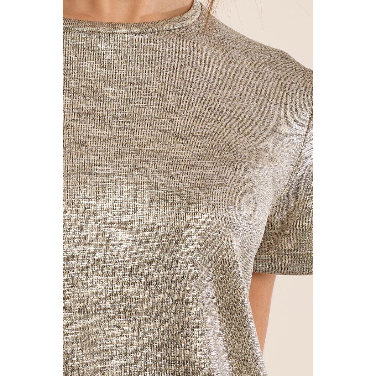 T-shirt métallisé beige, MOLLY BRACKEN