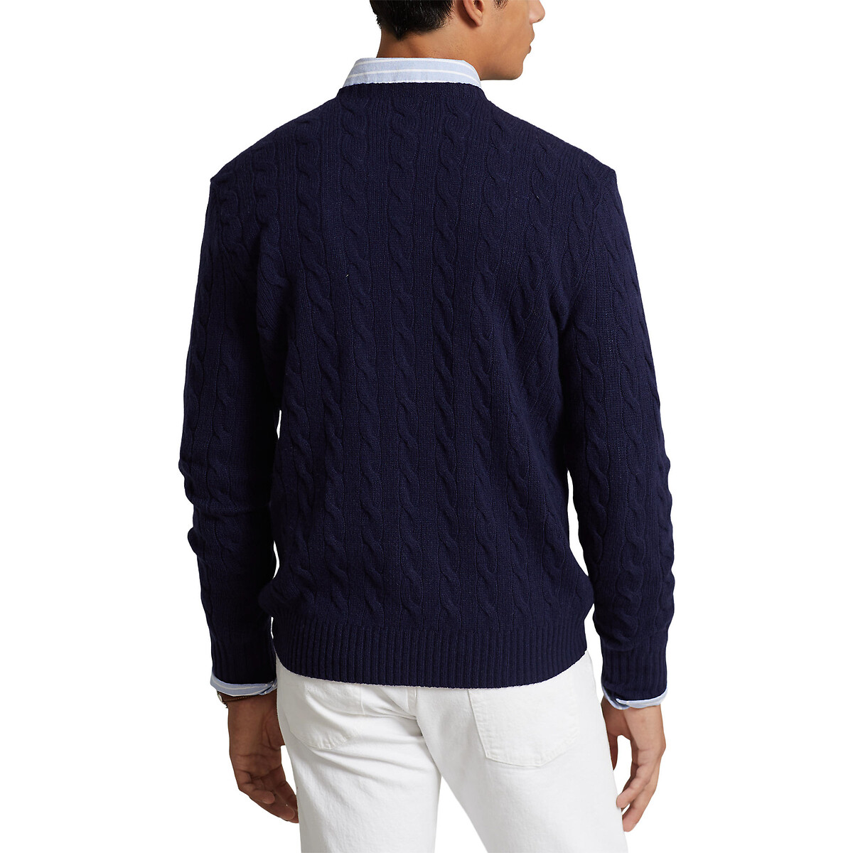 Pull torsadé en laine et cachemire bleu marine, POLO RALPH LAUREN