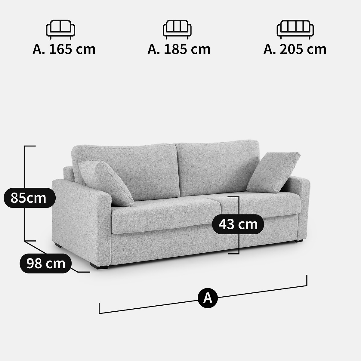 Sofá-cama de 2, 3 ou 4 lugares, Premium HR, em tecido texturizado mesclado, TIMOR cru/azul, LA REDOUTE INTERIEURS