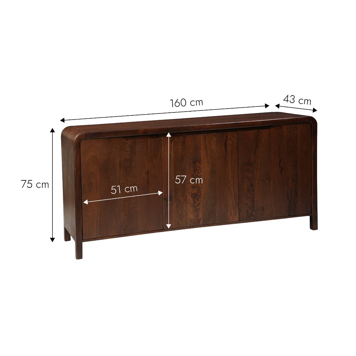 Buffet en bois de manguier foncé NORIEL bois foncé, MADE IN MEUBLES 
