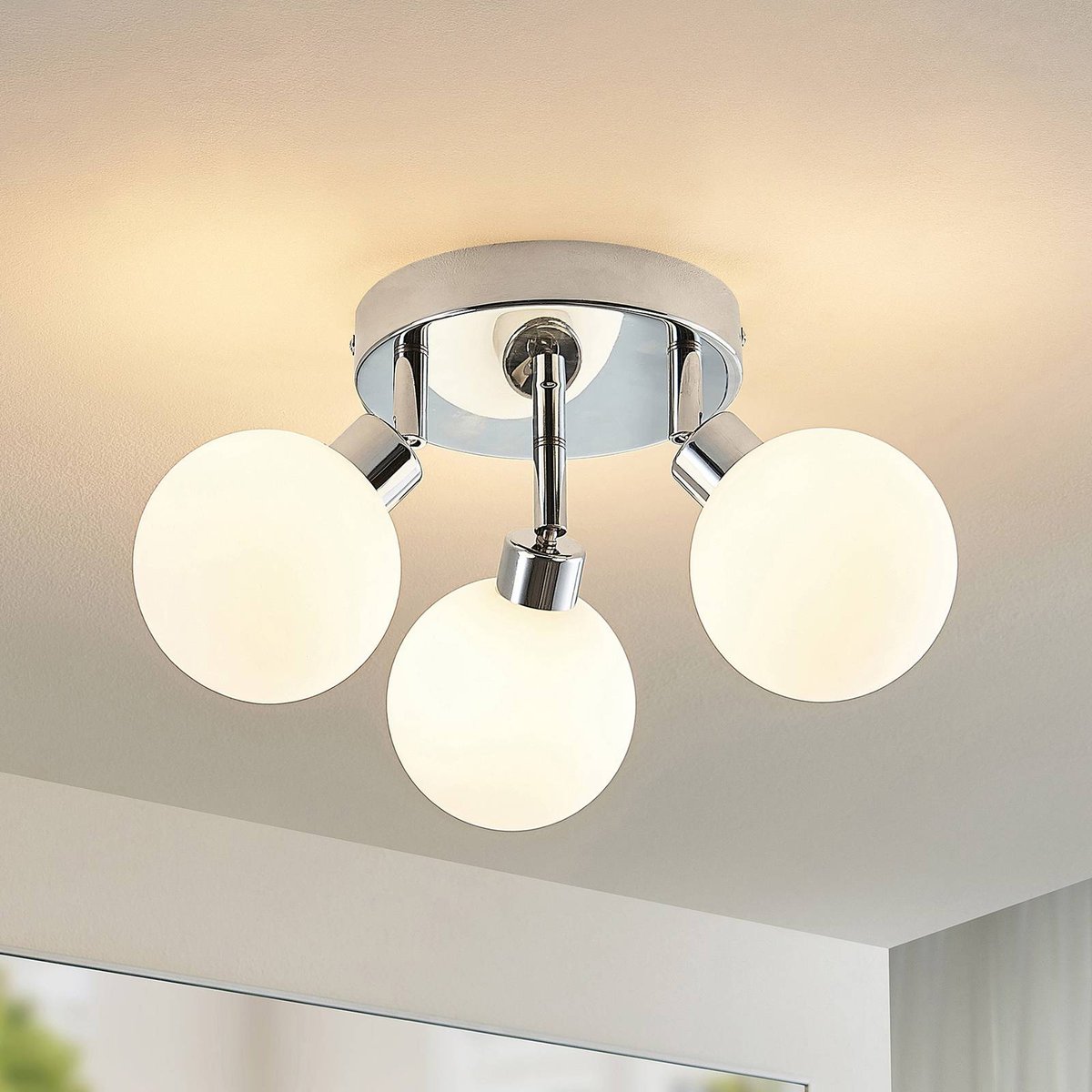 Plafonnier en métal moderne, Zaniba chrome, LINDBY
