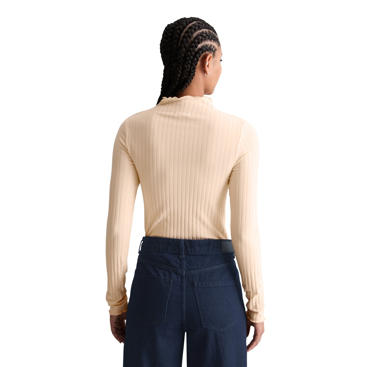 T-shirt long à côtes slim en coton bio mélangé orange, MARC O’POLO DENIM