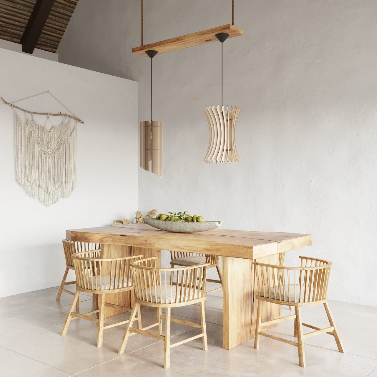 Suspension Bois Bois Naturel E27 1 Alexia marron, EDEN