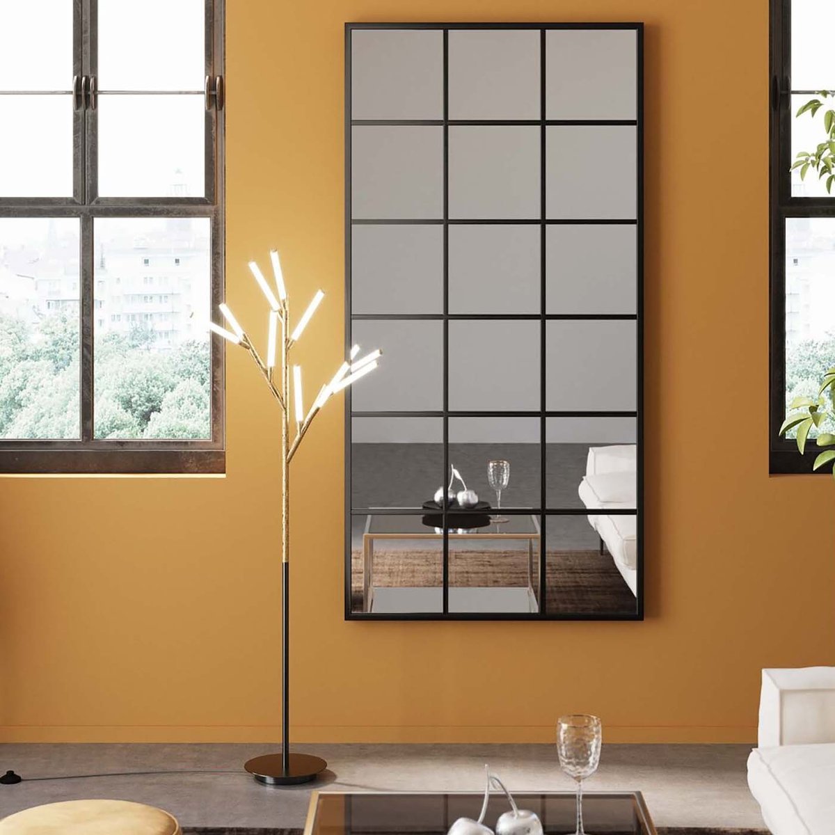 Miroir fenêtre en acier, FINESTRA noir, KARE DESIGN