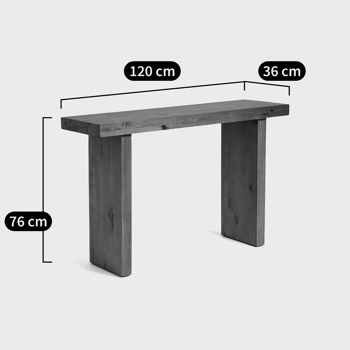 Malio Solid Pine Console Table polished pine, LA REDOUTE INTERIEURS