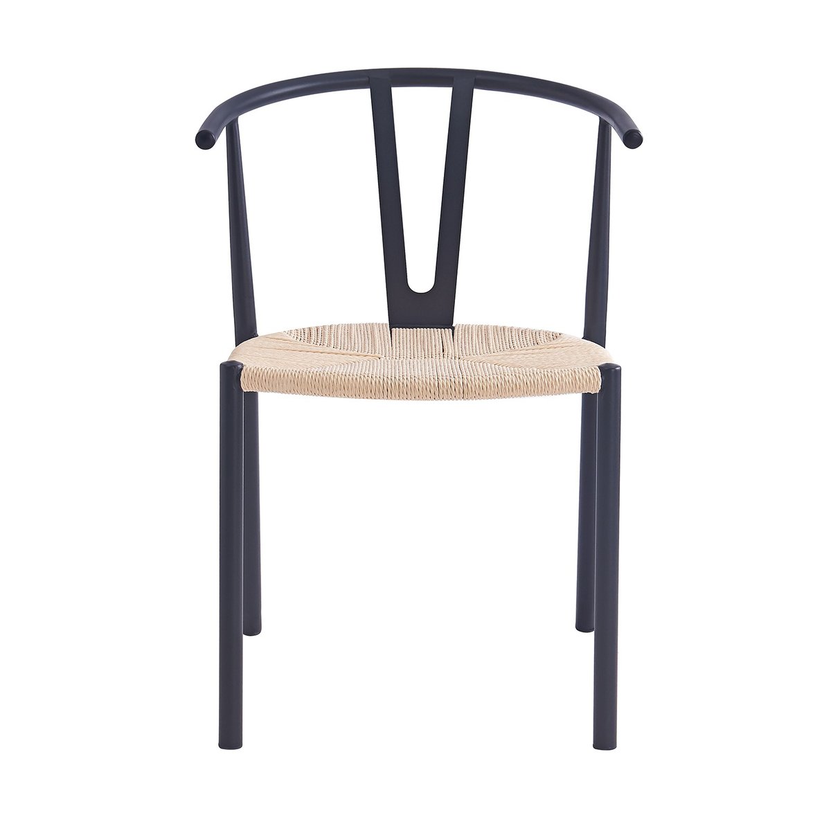 Lot de 2 chaises, métal et corde, SUKI noir, NORDLYS
