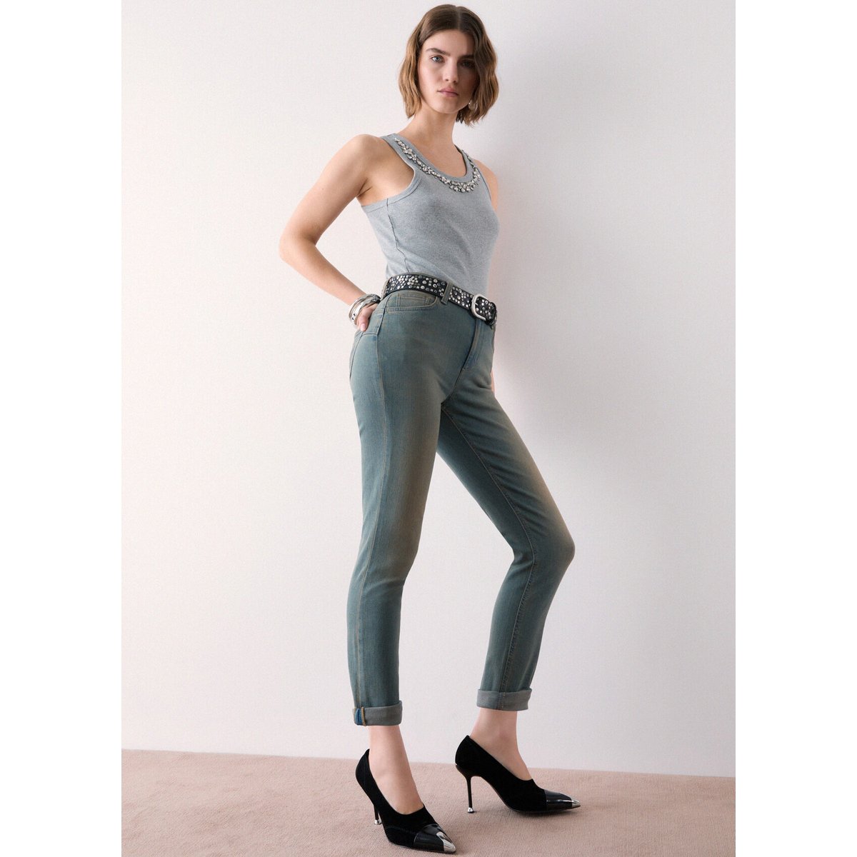 Jean skinny cropped Amazing Fit denim bleu, LIU JO