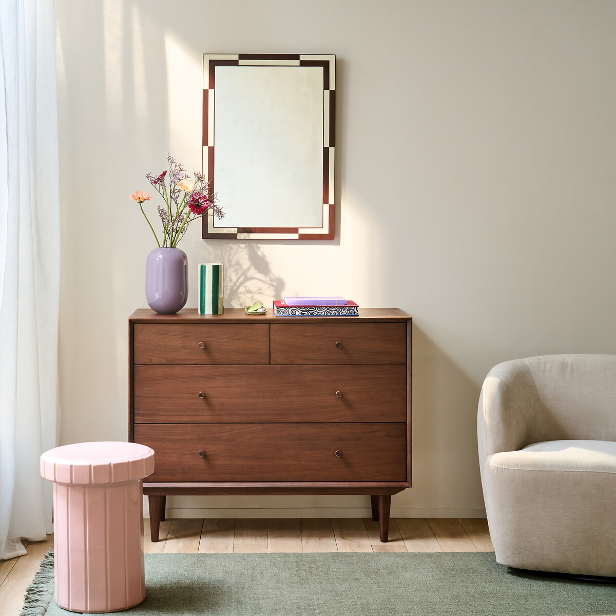 Commode vintage 4 tiroirs, QUILDA noyer, LA REDOUTE INTERIEURS