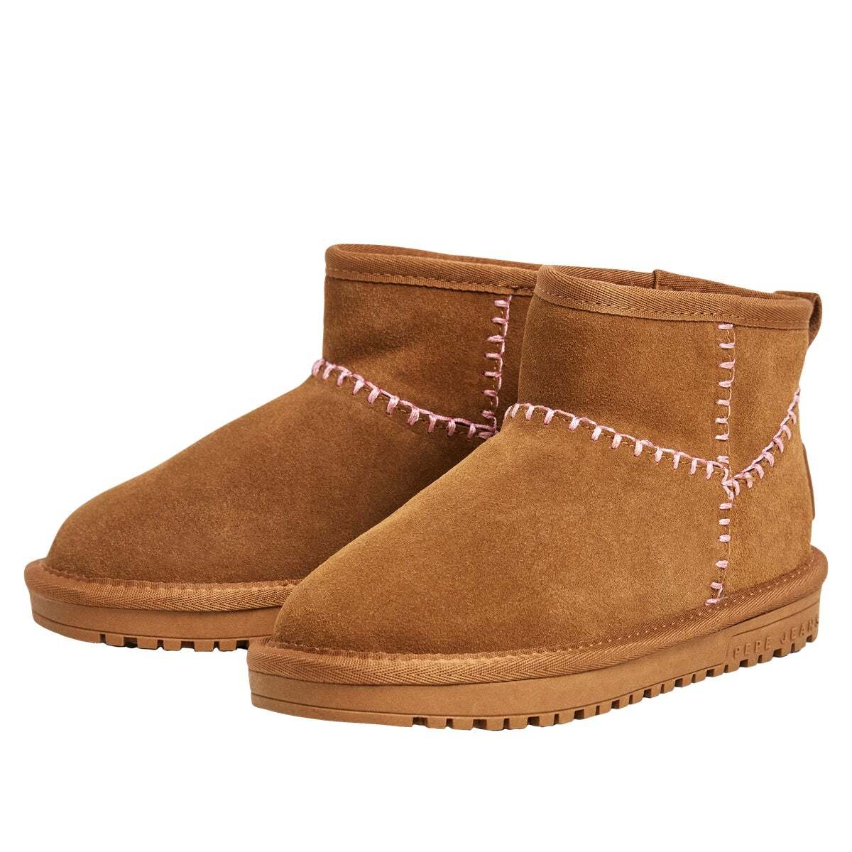 Bottines En Daim Avec Clous brun tabac, PEPE JEANS