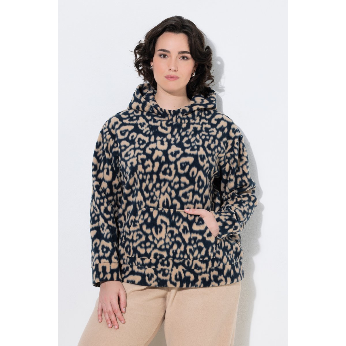 Sweat-shirt à capuche en polaire marine, ULLA POPKEN