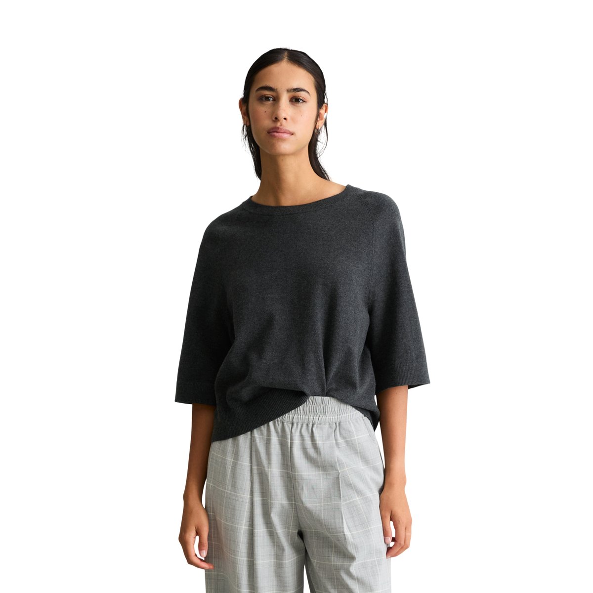 Pull en maille oversize en Soft Cotton Stretch gris, MARC O’POLO DENIM