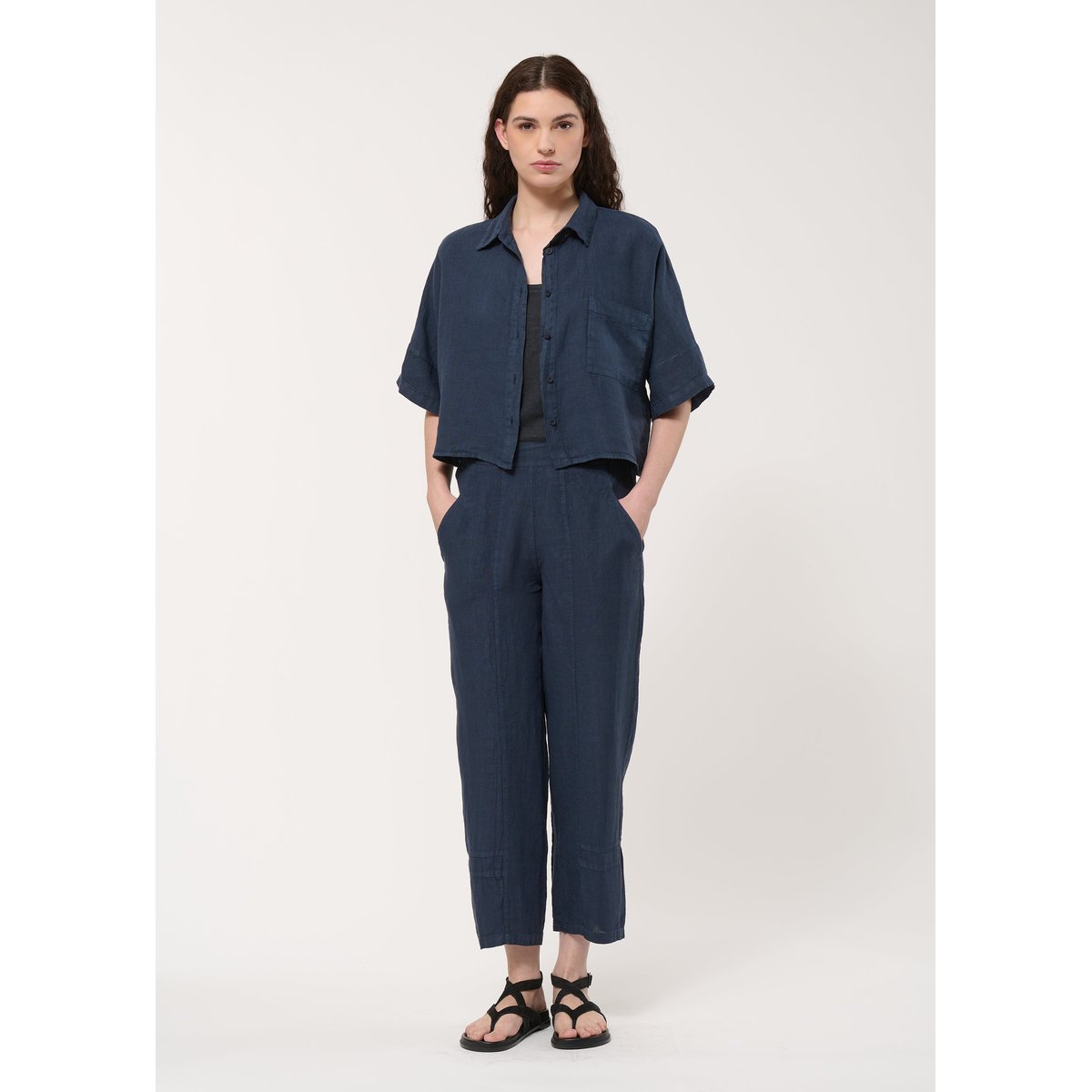 Pantalon 7/8ème en lin navy, HUMILITY