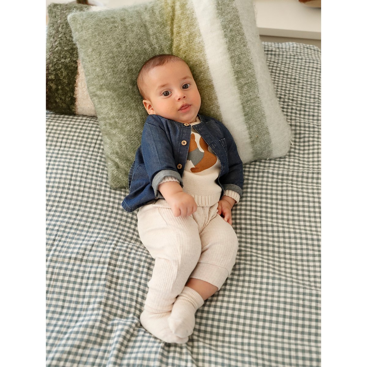 Chemise naissance en denim stone, VERTBAUDET