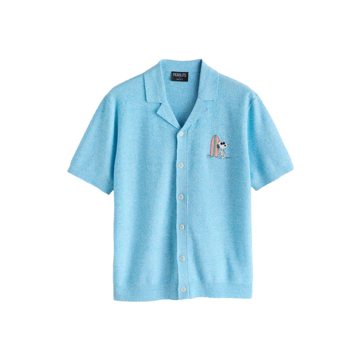 Chemise col cubain en maille bouclée snoopy bleu, NEXT