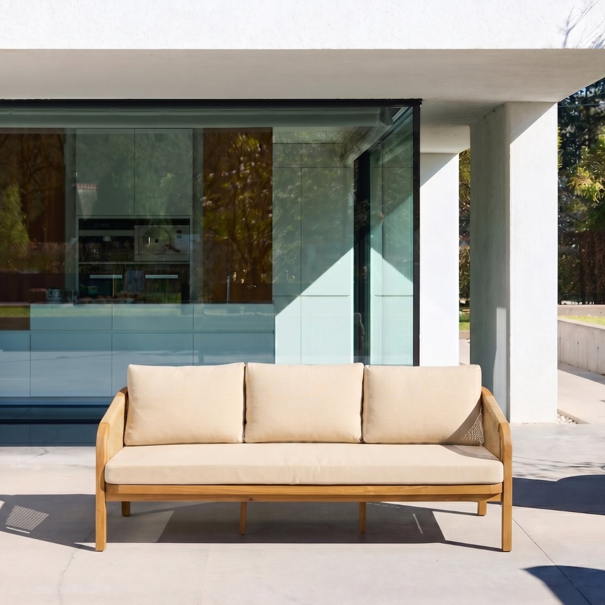 BANQUETTE DE JARDIN EN ACACIA PARANA beige, SWEEEK
