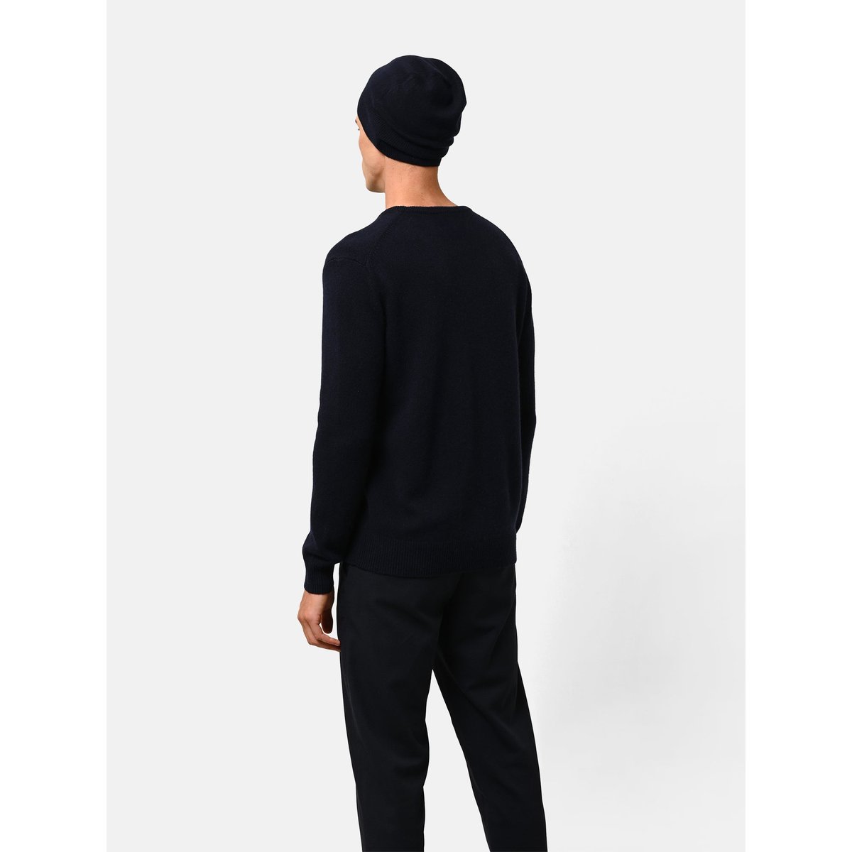 Pull Col Rond 4 Fils Navy Gabin bleu foncé, JUST CASHMERE
