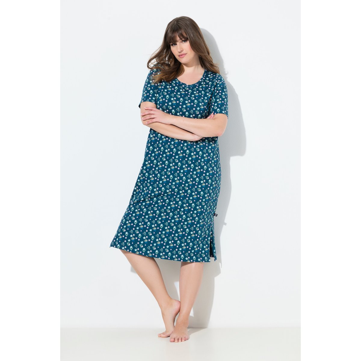 Chemise de nuit 0 fleurs pétrol, ULLA POPKEN