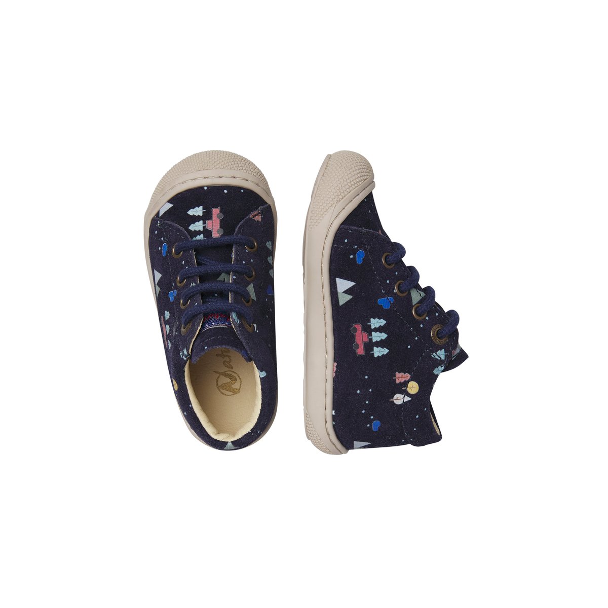 Chaussures premiers pas en suède COCOON marine-céleste, NATURINO