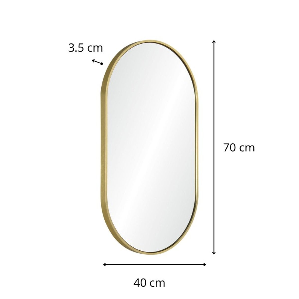 Miroir ovale 40x70cm PEPPER laiton, MOB IN