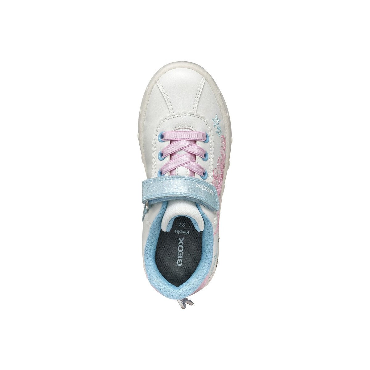 Kids Skylin Breathable LED Trainers white/pink, GEOX