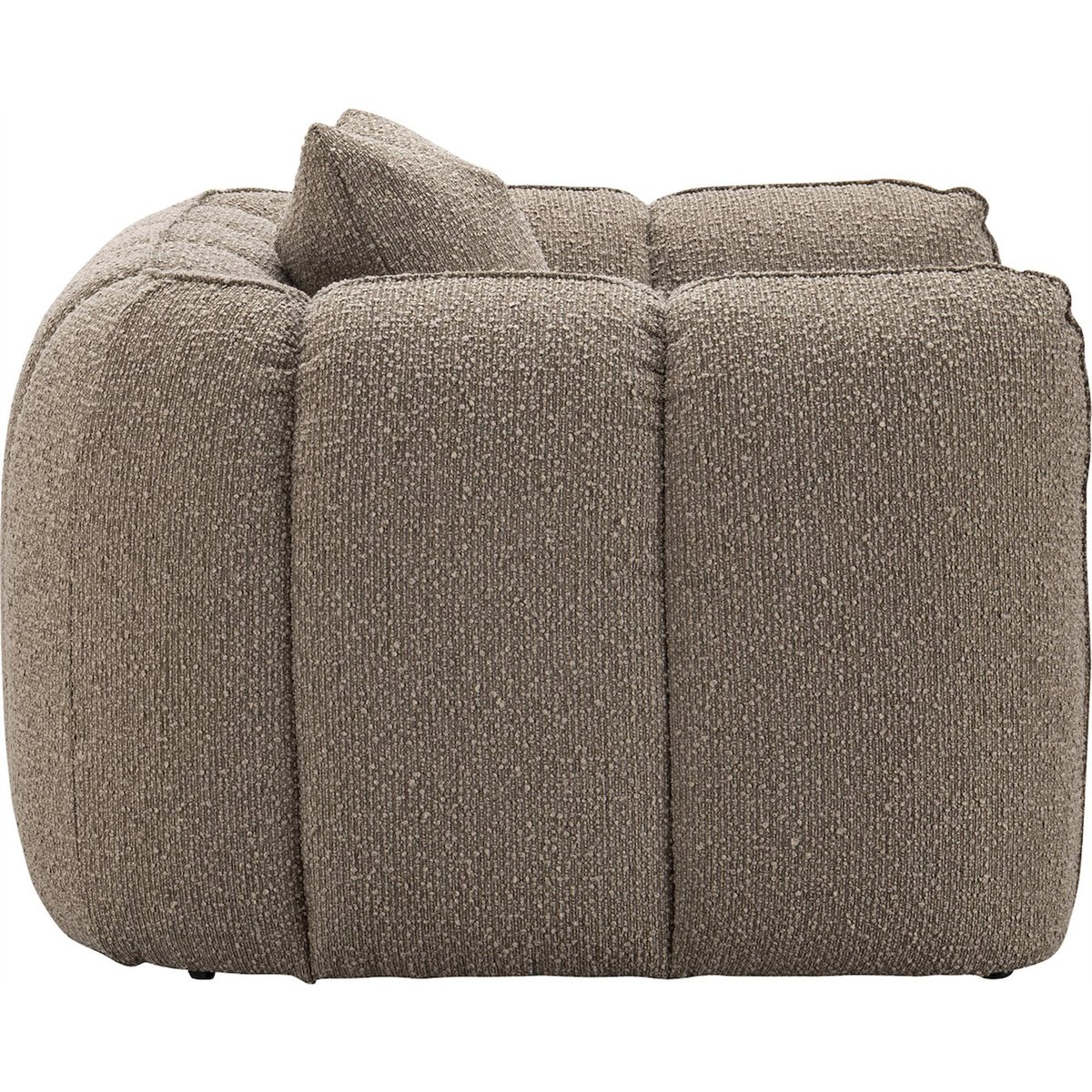 Fauteuil lounge capitonné texture bouclée mocca chunky, RECOLLECTION