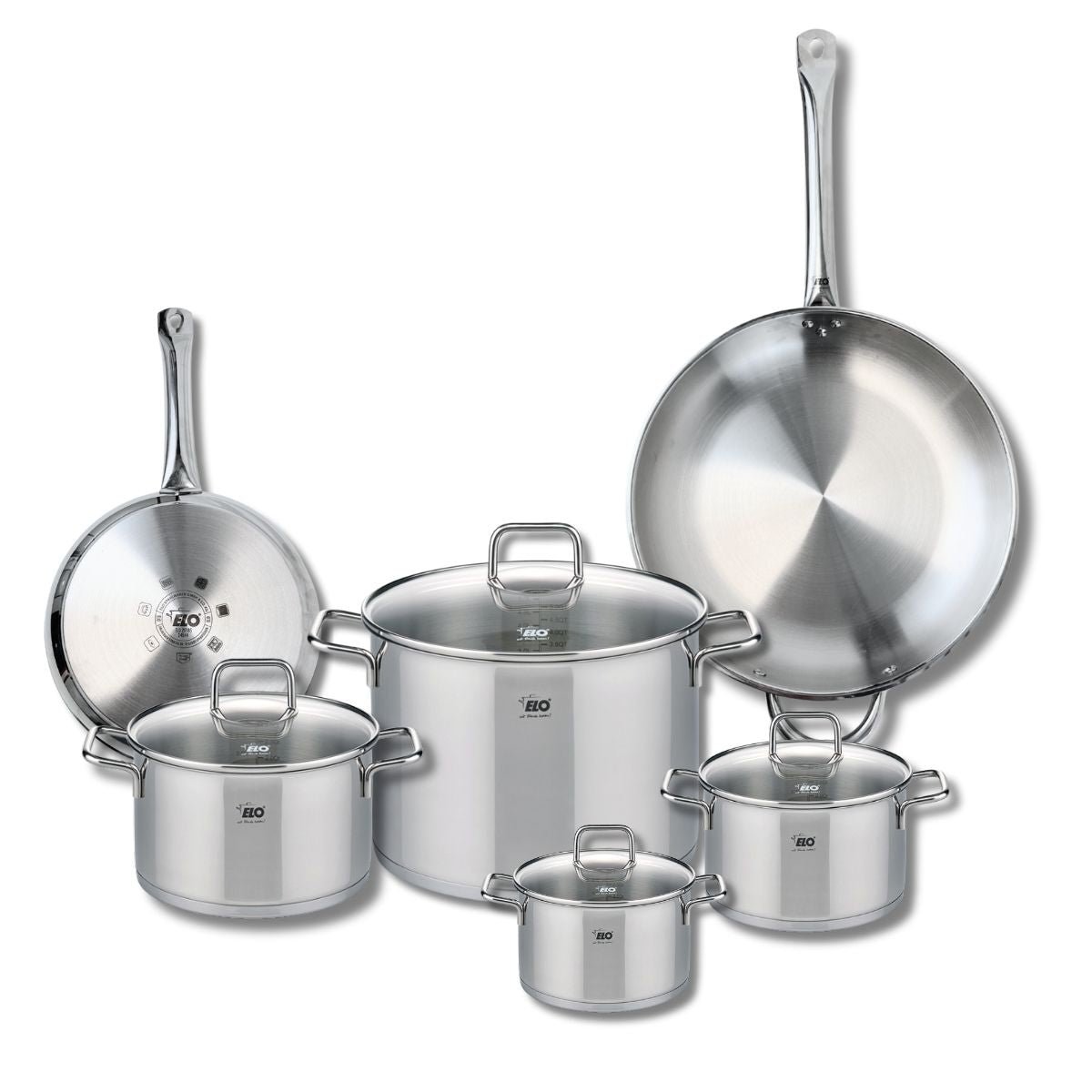 2 poêles 24/32cm + 4 faitouts 14/16/20/26cm PROFI CITRIN gris, ELO