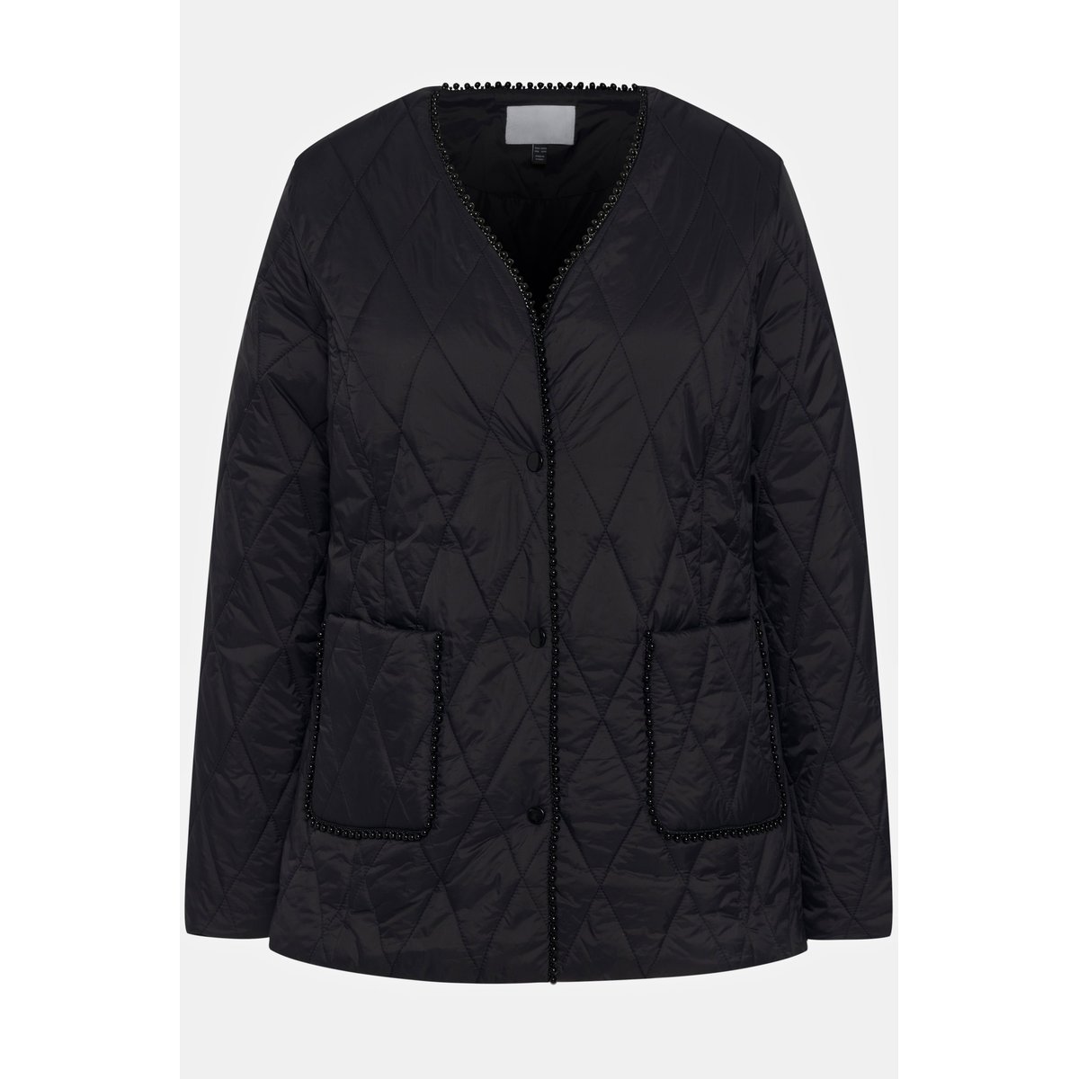 Veste matelassée, bordure en perles, col en V noir, ULLA POPKEN