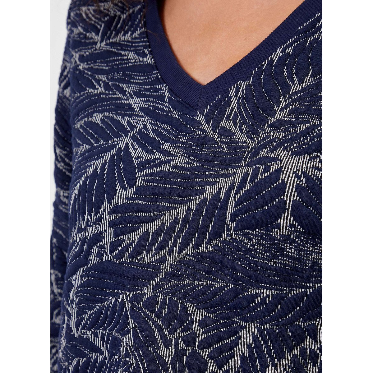 Robe maille évasée à motifs ASDIS bleu nuit kari, LA FIANCÉE