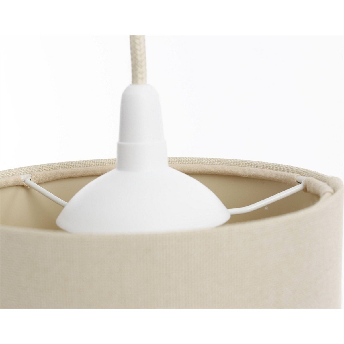 Suspension en lin rond Boho Elegant lin naturel et rotin clair, BPS KONCEPT