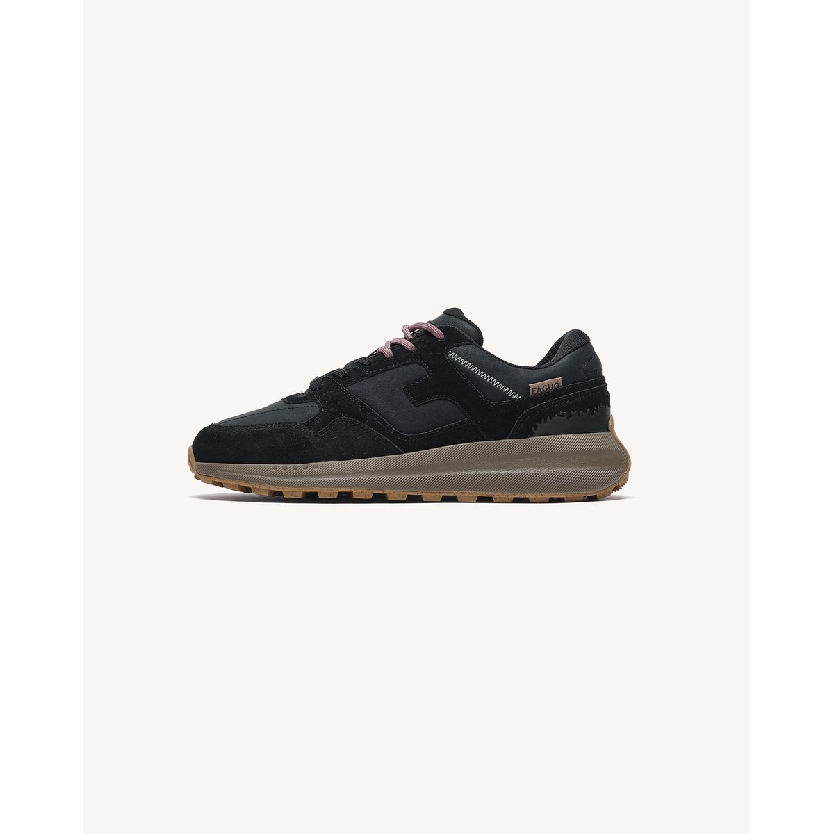 Baskets running en cuir noir, FAGUO