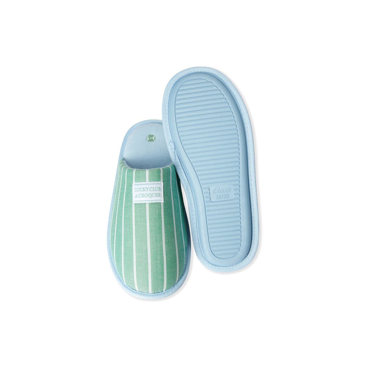 Chaussons mules en coton BENICIO vert, ETAM
