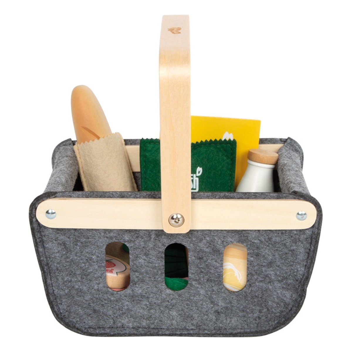 Panier de courses avec des aliments gris, SMALL FOOT COMPANY