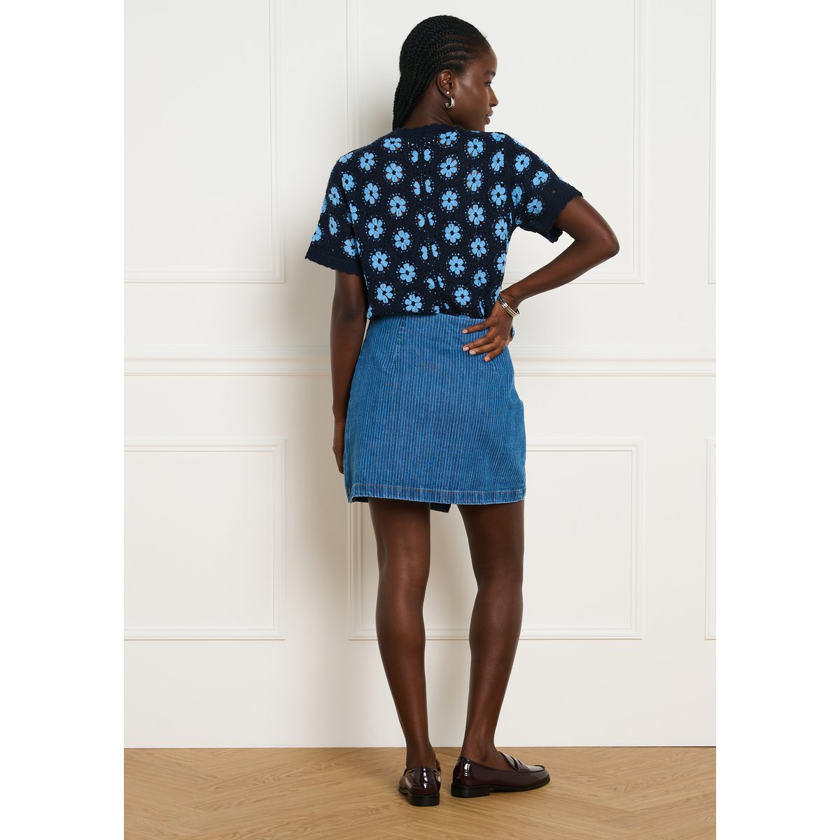 Jupe portefeuille en denim medium blue, LOLALIZA