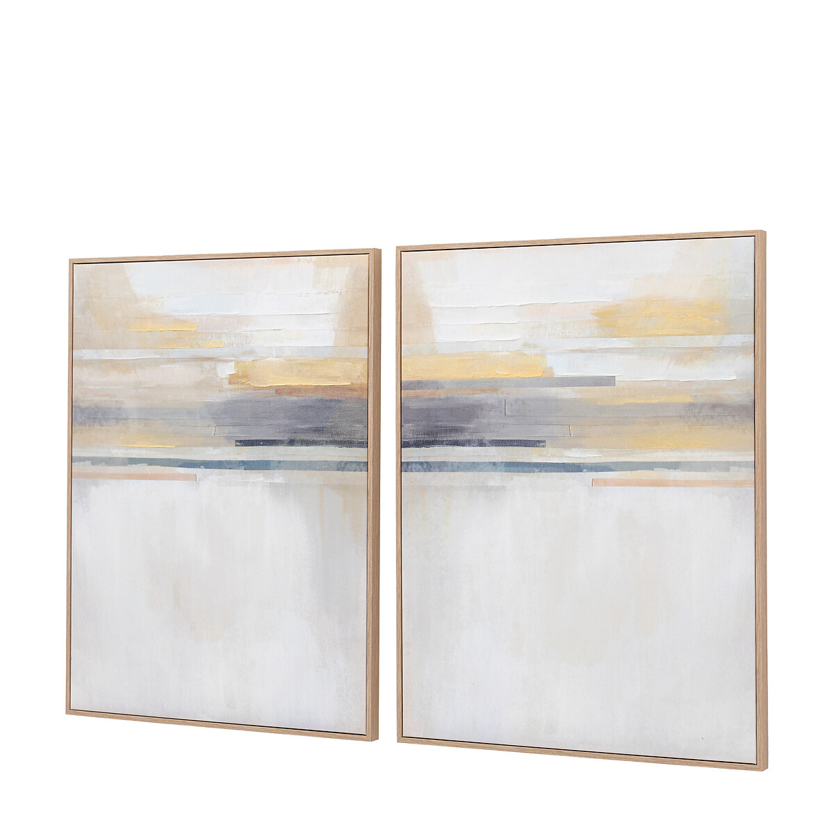 Set of 2 Modern Sunset Framed Canvas natural, ÉDITÉ