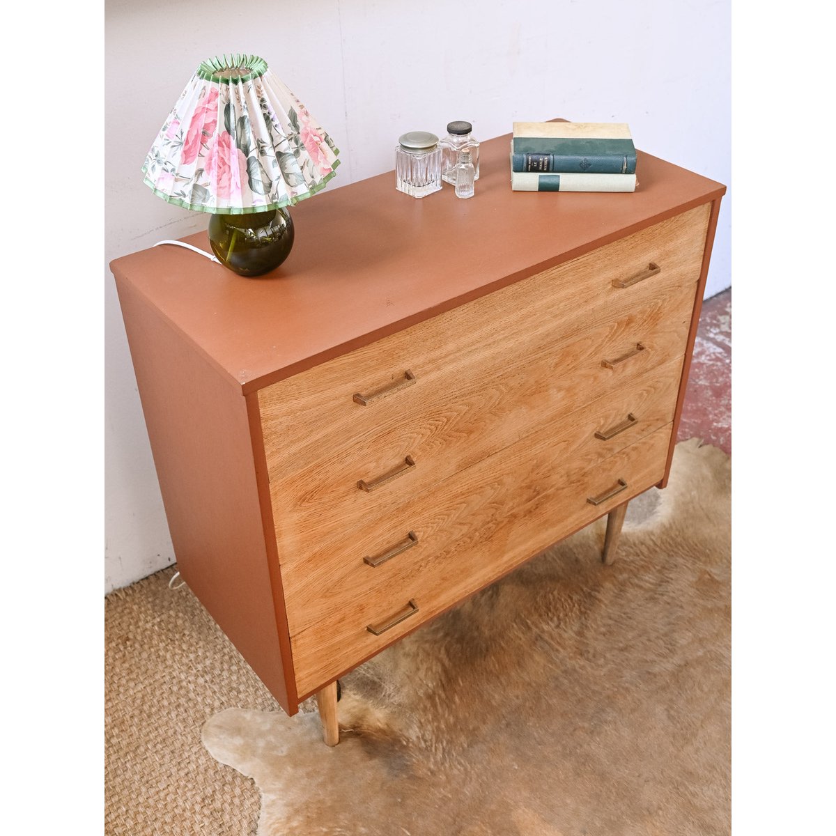 Commode scandinave en bois Olga N°1085 - Bon état bois clair, DEBONGOUT
