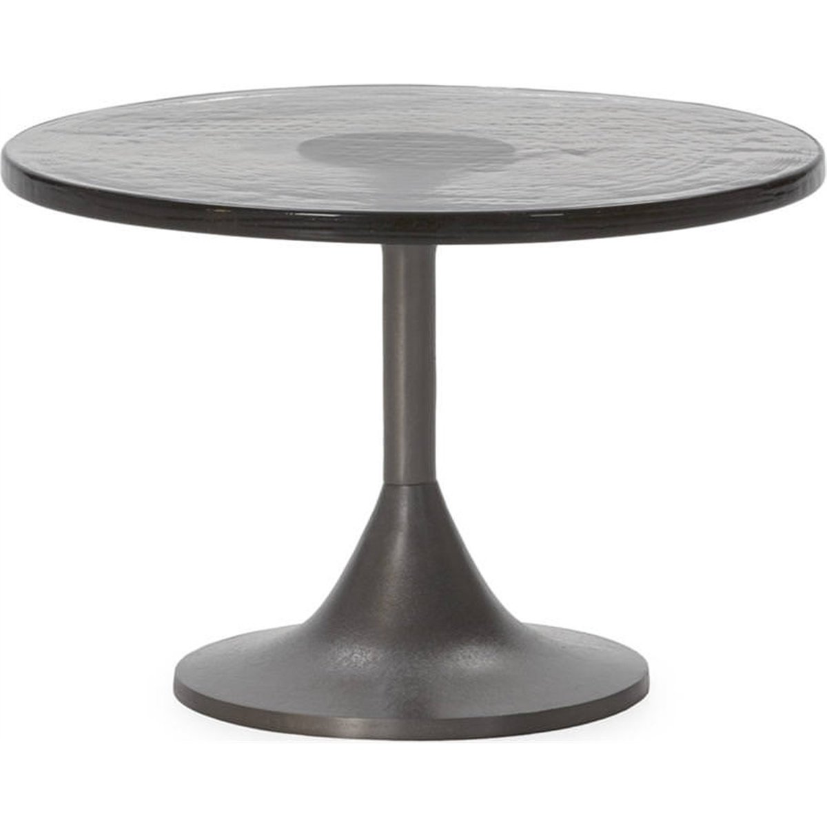 Table basse ronde en métal et verre plomb antique, RECOLLECTION