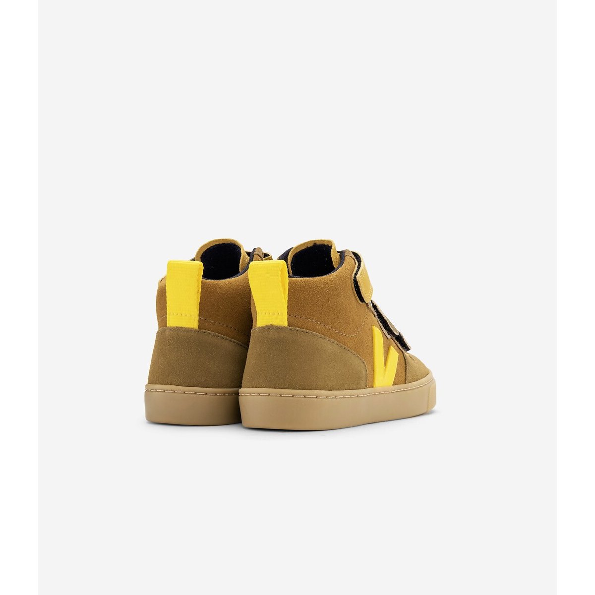 Scarpe da ginnastica in pelle scamosciata Small V-10 Mid cammello/giallo, VEJA