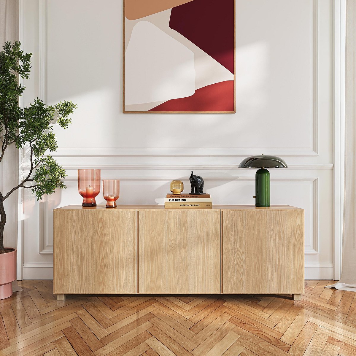 Buffet bas 3 portes en chêne DRIO naturel clair, HABITAT