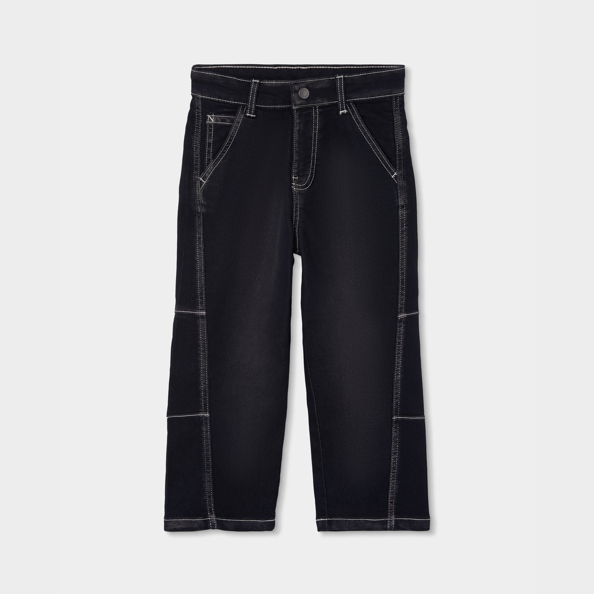 Pantalon denim garçon avec coutures noir, BOBOLI