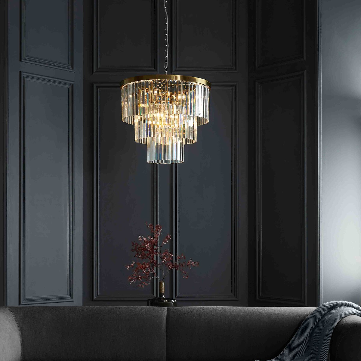 Coma 7-Light Tiered Glass Pendant Light brass, ÉDITÉ