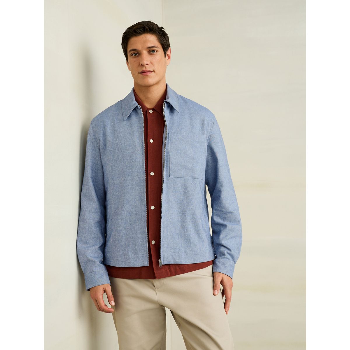 Veste habillée zippée contenant du lin bleu, NEXT