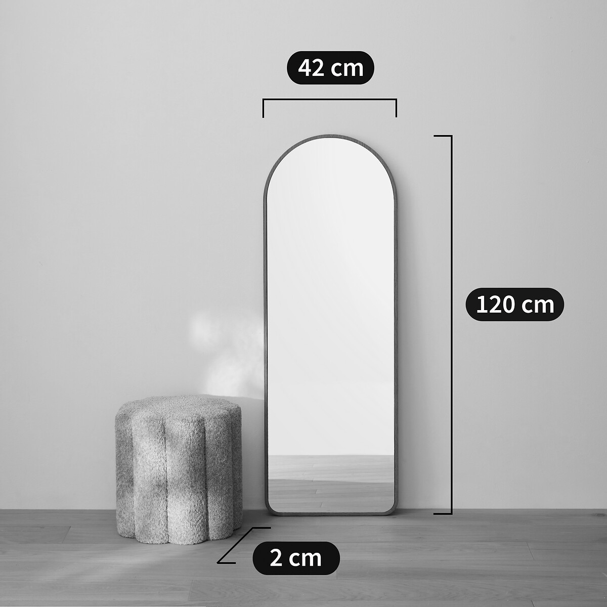 Grote spiegel, boogvormig, eikenfineer, lengte 42 x hoogte 120 cm, IODUS naturel, LA REDOUTE INTERIEURS