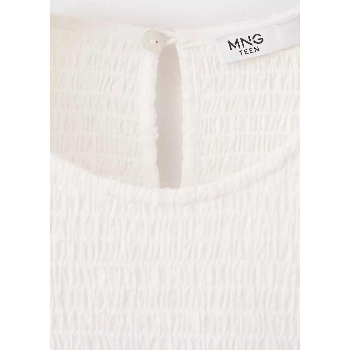 Chemise en coton nid d’abeille avec détail d’anneaux métalliques blanc cassé, MANGO TEEN