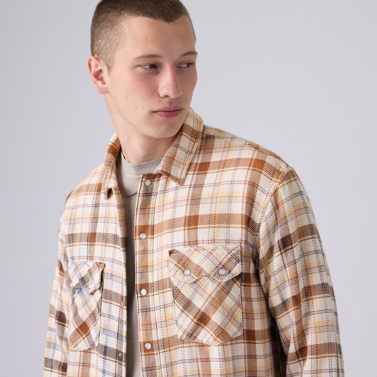 Chemise manches longues, BOXY WESTERN carreaux gris, LEVI'S