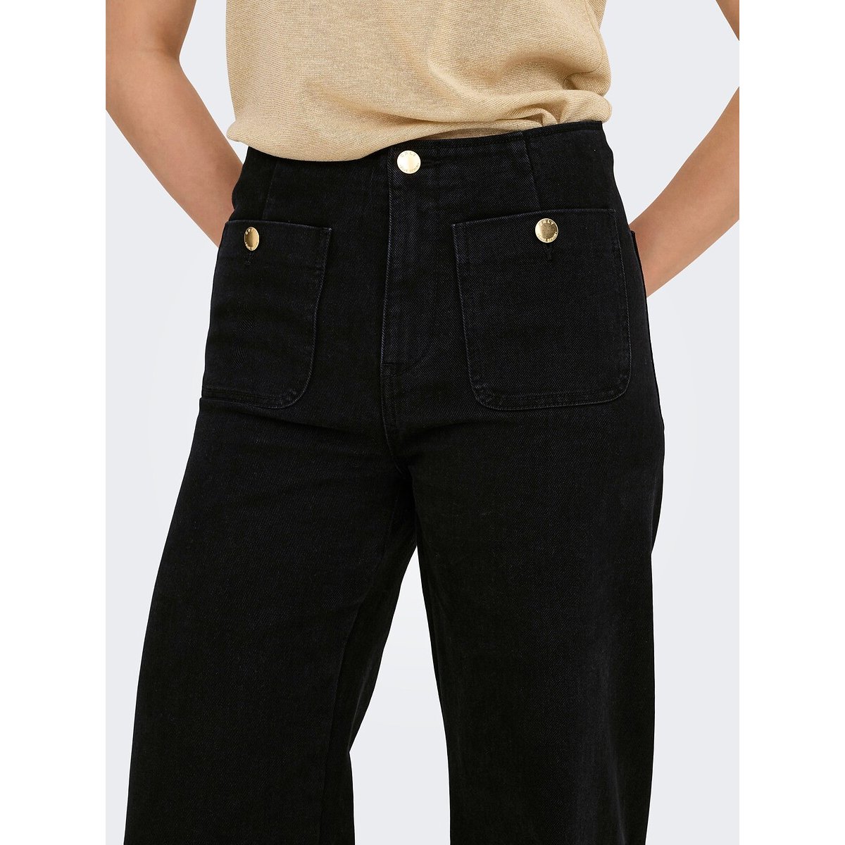 Jean large poches plaquées noir, ONLY