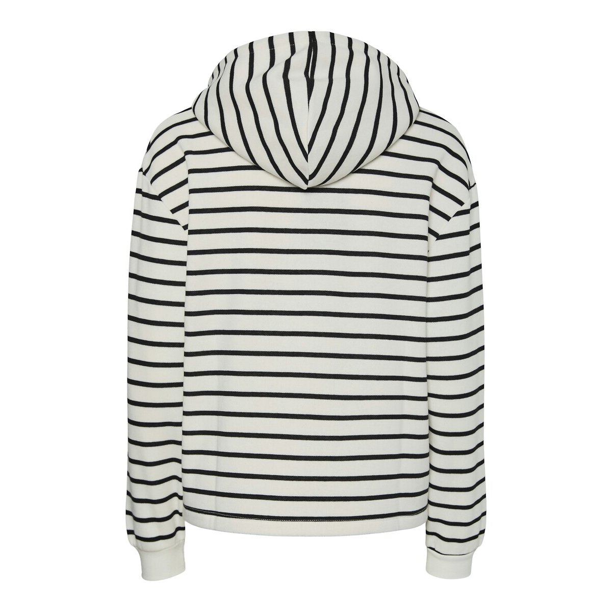 Sweat à capuche rayé, brodé cœur noir/blanc, PIECES