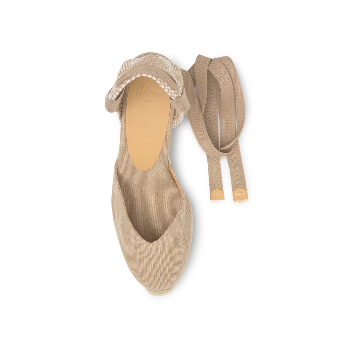 Espadrilles compensées en jute tressée à découpe en V CHIARA PLATFORM sable, CASTANER